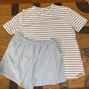 Blue Striped Pajama Set